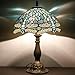 WERFACTORY Tiffany Lamp Sea Blue Stained Glass Table Lamp 12X12X18 Inches Dragonfly Style Desk Reading Light S147 Series