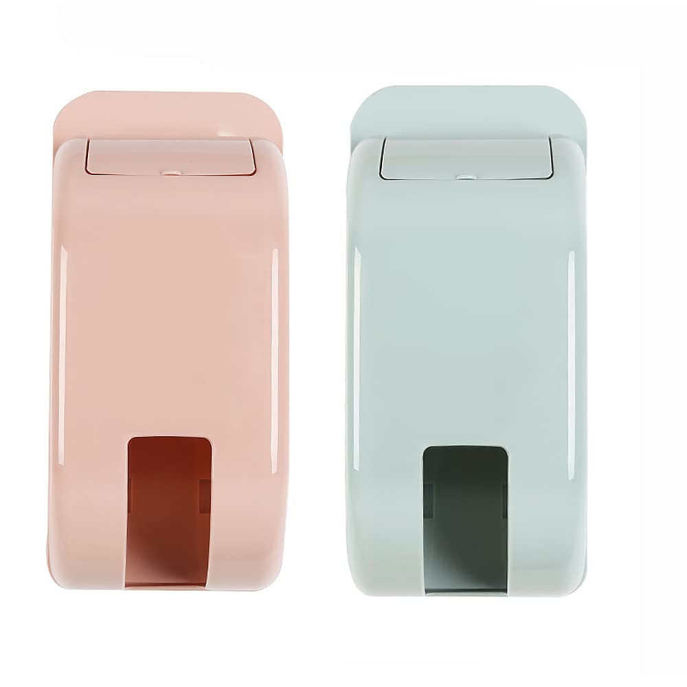 Carrier Bag Holder, Self Adhesive Wall Mount Carrier Bag Dispenser Garbage Storage Box Bin Holder Rubbish Bin Bags Dispenser For Kitchen Home Bathroom (Blue+Pink)