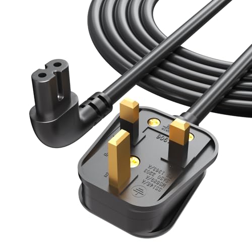 TV Cable C7 3 Meter Fit for Samsung LG Sony Panasonic Hisense Sharp TV Figure 8 90 Degree Right Angle Power Cable Space-Saving Design
