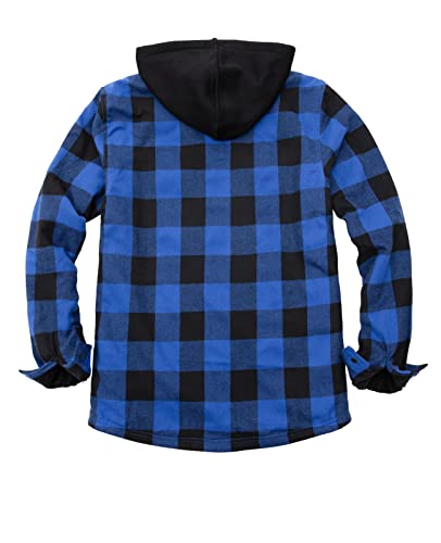 Image of ZENTHACE Men's Sherpa Lined Full Zip Hooded Plaid Shirt Jacket