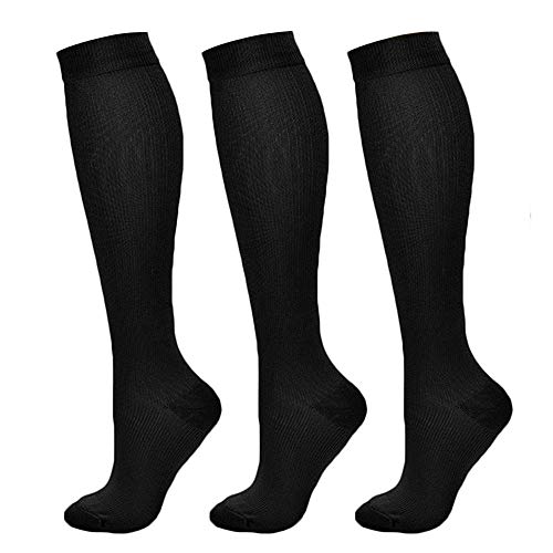 Ease Leap Chaussettes de Compression pour hommes et femmes Chaussettes de Course pour Running Fitness Voyage en Avion Cyclisme,L/XL,Noir Cover