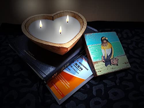 6” Heart Shaped Wooden Bowl Candle With Soy Wax - 3 Wicks 5 Oz Decorative Dough Bowl Candles For Anniversary Engagement Wedding Birthday Valentine Christmas Gift (Vanilla Sandalwood - 6" Brown Bowl) #TOP6