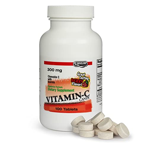 Landau Chewable Vitamin C Candy 300 Mg. Great Tasting Berry Flavor (100