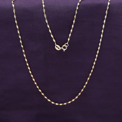 Twisted Serpentine Chain Necklace for Women and Men Italian Crafted 1.2mm Twist Chain 14K Gold Over 925 Sterling Silver with Spring Ring Clasp 16 to 18 Inch4
