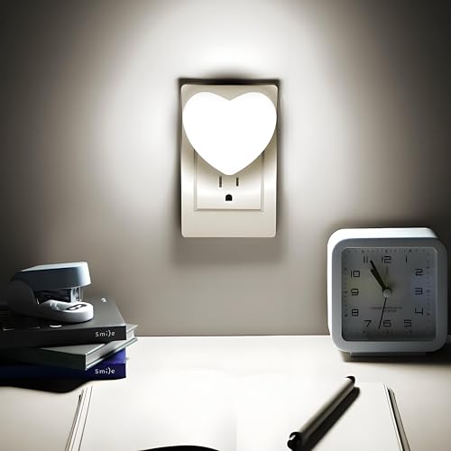 Image of Night Lights Plug into Wall - Cute Heart LED Night Light for Kids, Plug in Nightlight with Smart Auto On /Off Dusk to Dawn Sensor, Soft Warm White Lamp for Bedroom Nursery Living Room Bathroom Hallway