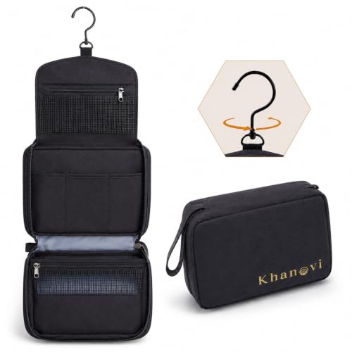Neceser Hombre Viaje Impermeable Colgante con Gancho baño/Camping - Negro