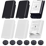 HAAMNING7 Battery Pack Cover for Xbox 360 Control, Replacement Wireless Controller Battery Pack Cover Shell Repair Part for Xbox 360 Wireless Controller with 6 DIY joystick caps(6 Pack, Black & White)