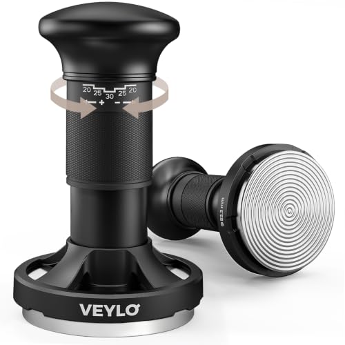 Image of VEYLO 53.3mm Espresso Tamper, Barista-Grade Adjustable Calibrated Coffee Tamper with 24-Click Precision Dial, No Spring Swap, Audible Feedback, Ripple Base for Breville 54mm Portafilter Basket