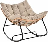 Krines Home Schaukelliege Outdoor Relax Schaukler wetterfest Schaukelstuhl mit Auflage (Sand,...