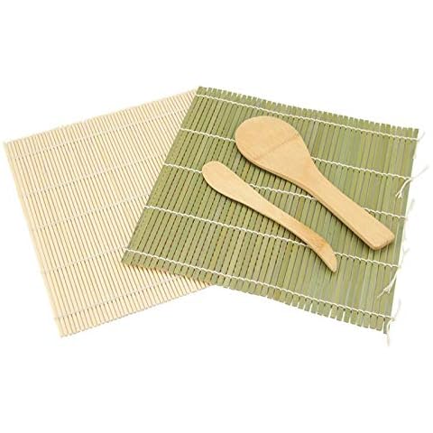 Bamboo Sushi Mat Set Sushi Making Kit Rolling Mat Roller + Rice Spreader + Rice Paddle 4Pcs/Set Cover