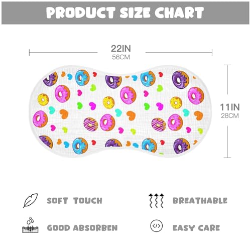 Doughnut Heart Colorful Baby Burp Cloths Cotton Washcloths Super Soft Absorbent Burping Rags for Baby Boys Girl Muslin Burp Cloths 2 Pack4