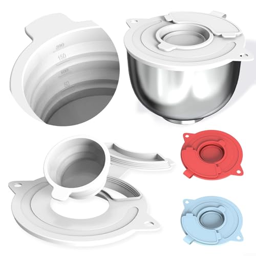 Tapa mezcladora para modelos de cabezal inclinable de 4.5 a 5 cuartos de galón hecha de silicona antiadherente con cuenco integral para mayor comodidad (rojo + cuenco)
