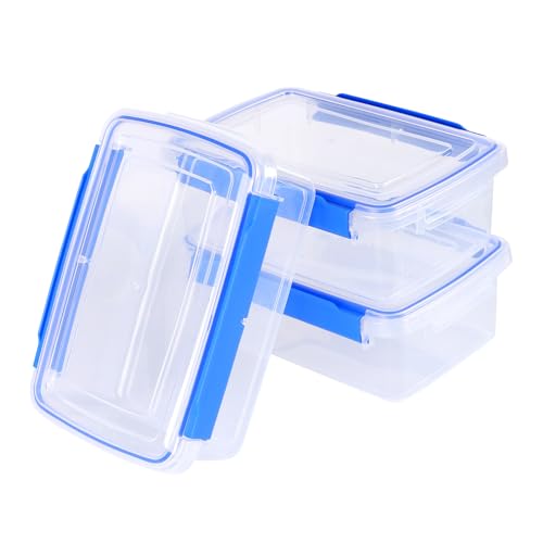 MOUYAT 3 recipientes de almacenamiento de alimentos, recipientes de plástico de 3 litros con tapas, caja de bloqueo apilable para nevera, cajas herméticas de preparación de comidas para comidas de
