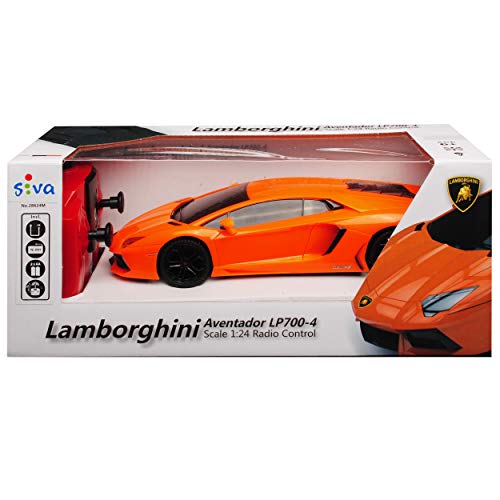 alles-meine.de GmbH Lamborgihini Aventador LP700-4 Coupe Orange 2,4 GHz RC Funkauto mit Beleuchtung und Akkupack 1/24 Siva Modell Auto mit individiuellem Wunschkennzeichen