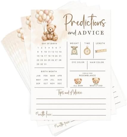 Printed Party We Can Bearly Wait Baby Shower Games & Activities – Bear Theme, Game Set, Predictions Cards, Diaper Raffle, Scratch Off, Guess How Many, Books for Baby (Advice & Predictions)