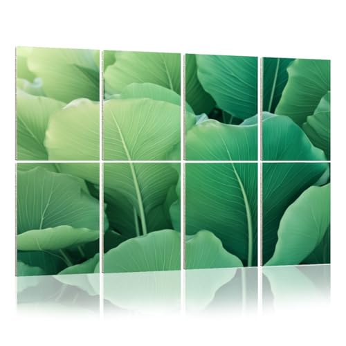 8 Pack Art Acoustic Panels Abstract tropical green leaves foliage houseplant Dumb cane Decorative Sound Absorbing Wall Panels 48"x32" Noise Canceling Soundproof Padding Room Decor for Office