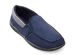 Padders Stan Wide Fitting Mens Memory Foam Closed Back Slippers (9 UK, Navy, numeric_9)
