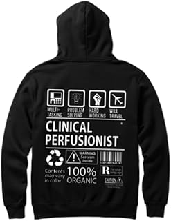 Clinical Perfusionist كنزة ذات قبعة ظهر أسود