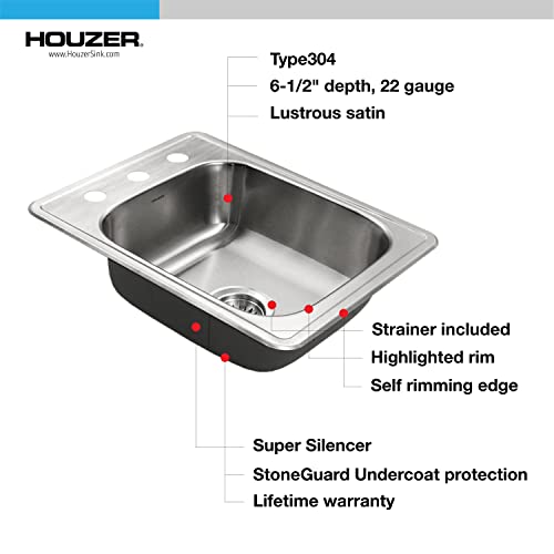 Houzer A1722-7Bs-1 Sink, 1 Pack, Stainless Steel #TOP4