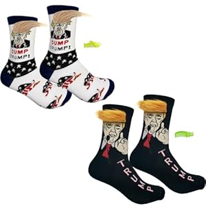 Funny Socks for Men Novelty Sock: 2Pairs 2024 Socks with Hair and Comb Novelty Sock Fancy Crazy Colorful Pattern Crew Fun Dress Socks