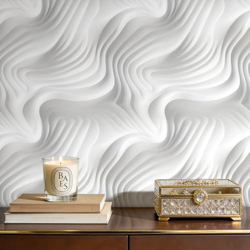 iPaste 17.5x237 Modern Wallpaper Peel and Stick Abstract 3D White