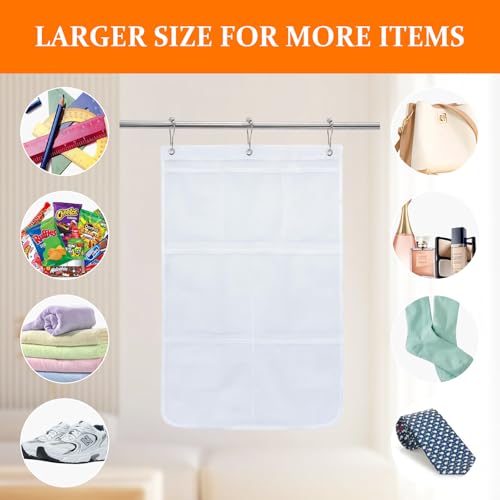 ExcellaElite Hanging Storage Organiser 2 PCS Over Door Organiser with 7 Mesh Pockets, Hanging Storage Pockets for Closet with 6 Hooks for Wardrobe,Bedroom Toys Clothes Shoes - Image 4