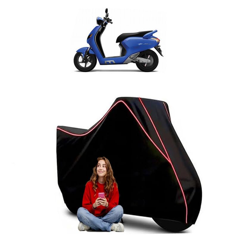 Image of Like 200 Scooty Bike Cover Water Resistant Outdoor Use Universal Fit Scooters Motorcycles Heavy Duty UV Protection Dust Rain Scratch Resistant Elastic Bottom Black Blue Piping