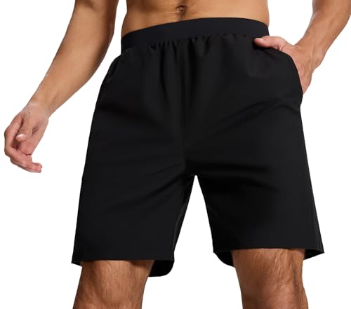 SNOWTEN Men's 7'' Running Athletic Shorts with Hidden Zip Pocket