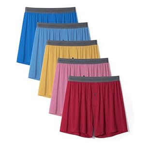 DAVID ARCHY Mens Underwear Bamboo Rayon Boxers for Men Breathable and Cool Men’s Boxer Shorts with Button Fly 3 or 5 Pack