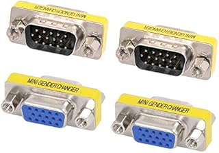 VCE 4 Pack HD15 VGA SVGA 2 Male to Male and 2 Female to Female Mini Gender Changer Coupler Adapter