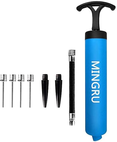 MINGRU Ball Pump for Basketball, Soccer, Volleyball, Rugby, Water Polo Ball & Other Inflatables Air Pump, Needles and Nozzles Included