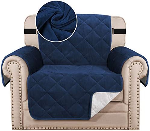 BellaHills Thick Velvet Sofa Covers Plush Couch Cover for Armchair Slipcover Protector from Pets Dogs with Non Slip Backing and Wider Elastic Strap (1 Seater/Chair, Grey)