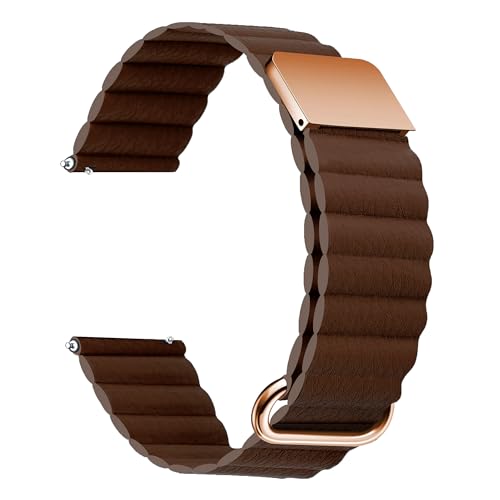 Image of ACM Watch Strap 20mm compatible with Compaq Q Watch Smartwatch | Magnetic Leather Luxury Belt Band