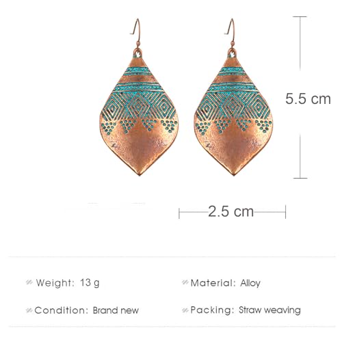 MALOYANVE Bohemian Hammered & Engraved Silver Earrings for Women Unique Handmade Vintage Boho Carved Texture Pattern Dangle Drop Teardrop Earrings Fashion Hippie Jewelry4
