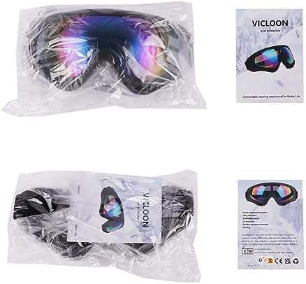 Vicloon Unisex gogle śnieżne, wiatroszczelne, 100% ochrona przed promieniowaniem UV, jazda na rowerze, motocykl, skuter śnieżny, gogle narciarskie, sporty na świeżym powietrzu, okulary narciarskie