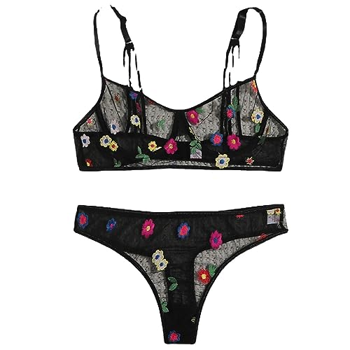 Lingerie érotique pour nuit de noces en maille pure brodée romantique