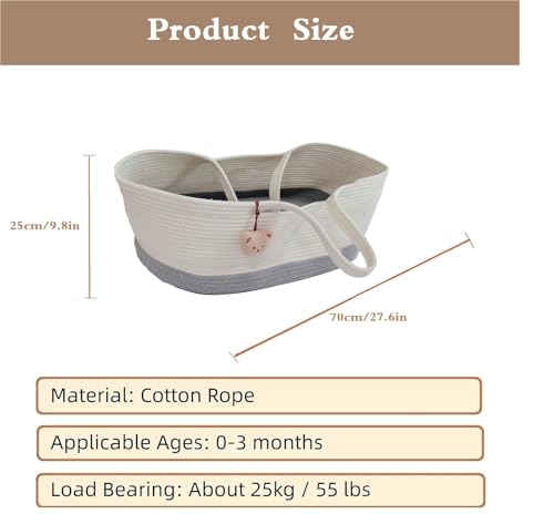 Miniatura 3 de Yuehuamech Bebé Moisés Canasta Portátil Bebé Cama Handheld Moisés Cesta De Algodón Cuerda Para Bebé Cama Carrera Llevar Bebé Cambiando Mesa Bebé Bebe Para El Bebé Para El Coche De Viaje Al