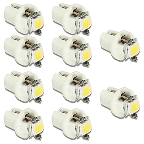 HSUN B8.5D LED Wedge Bulb, SMD5050 Chip 22LM Extremely Bright For Car Auto Dashboard Instrument Reading Gauge Panel Light,10 Packs,6000K White Cover