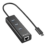 4044951019038 Sharkoon 3-Port Aluminium Hub (mit RJ45 Ethernet Adapter, USB 3.0, Type C) schwarz