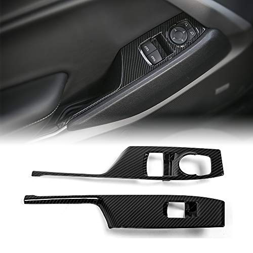 CheroCar Window Switch Button Shift Panel Trim Cover Carbon Fiber Grain Decor for Chevrolet Camaro 2017-2020, Interior Decoration Accessories, 2PACK