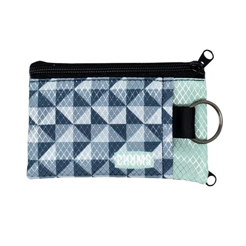 Image of Chums Surfshorts Wallet - Lightweight Slim Wallet with RFID Blocking Card & Clear ID Window - Zippered, Water Resistant w /Key Ring (Geo)