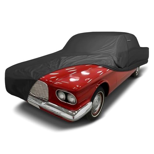 Image of iCarCover Premium Custom Car Cover for 1960-1962 Plymouth Valiant 2-Door, 4-Door Heavy Duty Waterproof All Weather UV Sun Protector Custom Fit Full Exterior Indoor Outdoor Protection Car Cover (Black)