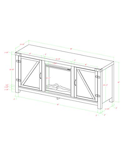 Home Accent Furnishings Tucker 58 Inch Barn Door Fireplace Tv Stand in Barnwood - Thumbnail 3