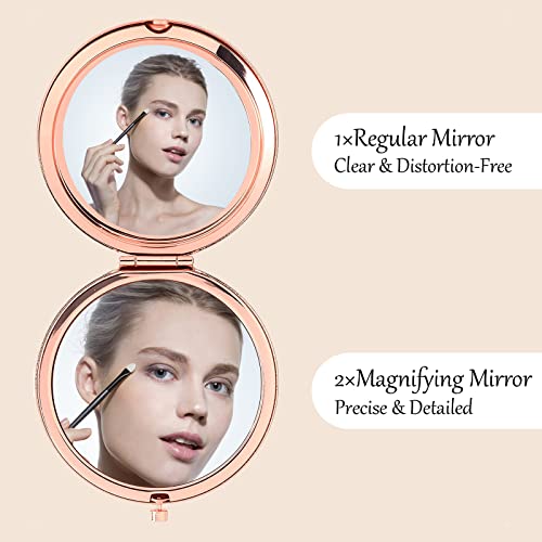 Origach Birthday Graduate Sister Gift For Sister From Sister Brother Friend Rose Gold Compact Pocket Mirror With Gift Box Personalized Gifts For Her-Sun Flower Sister Daughter Niece #TOP2