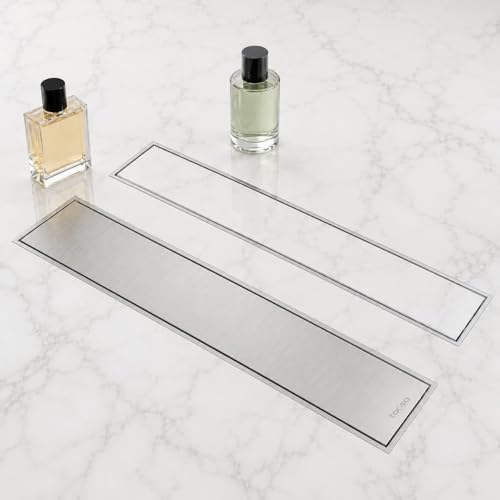 Image of Tapsa Tile Insert Floor Drain | 304 Stainless Steel | Invisible Shower Drain Channel | Shower Drain Channel |Water Drain Channel| Floor Drain with Cockroach Trap | Anti-Rust. (SS Matte, 18X4)