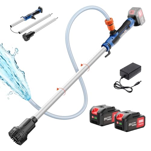 ANBULL Brushless Cordless Stick Water Transfer Pump, 720GPH 33Ft Head with 2x4000mAh 21V Batteries Compatible with Makita Battery, 6.5FT Extended Hose Electric Stick Pump for Pool Garden Pond