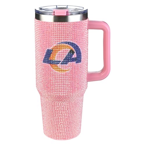 Image of The Memory Company Officially Licensed 40oz Pink Bling Game Day Tumbler, Los Angeles Rams