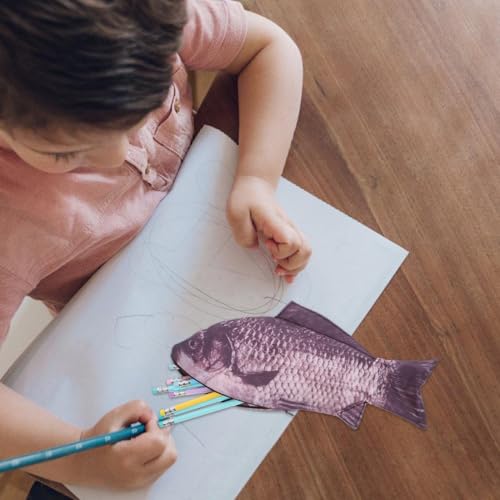 LUOEM Fisch Federmäppchen, Karpfen Fischförmiges Federmäppchen, Karpfen Make-up Tasche Geldbörse mit Reißverschluss für Stifte, Schreibwaren und Kosmetik