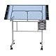 Studio Designs Vision Bastel- und Zeichenstation – 90,2 x 60,3 cm (B x T), silberblaue Glasplatte, Zeichentisch mit Bleistiftschubladen, seitlichen Ablagen und integrierter Bleistiftleiste,