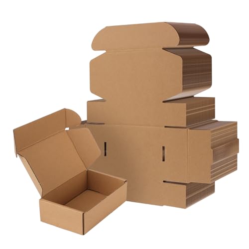 RLAVBL 6x4x2 Small Shipping Boxes Set of 50, Brown Corrugated Cardboard Box for Packing, Mailing, Business